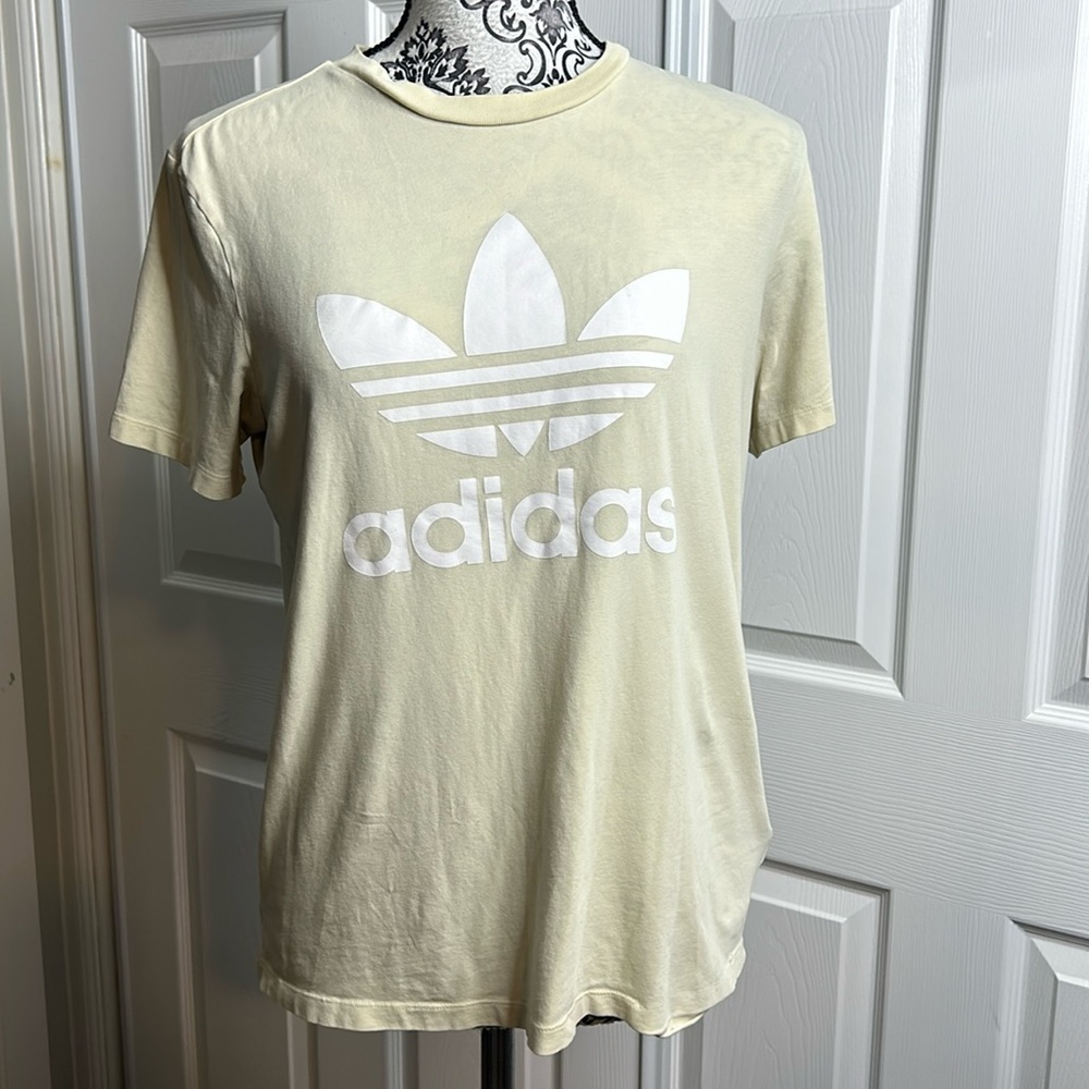adidas Light Yellow Trefoil Logo Short Sleeve Tee